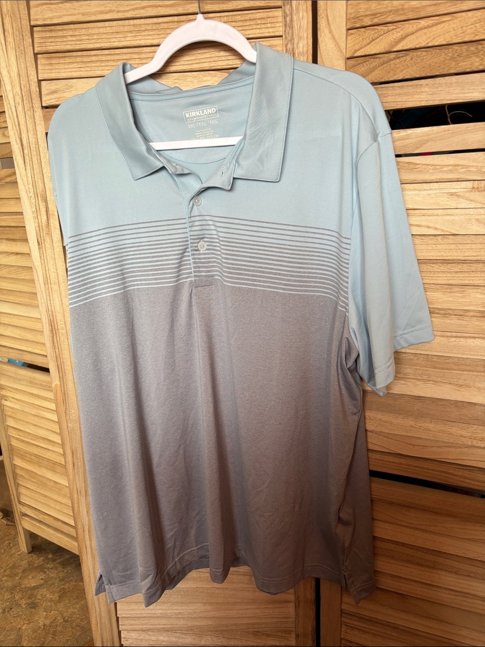 Kirkland Signature Two-Tone Light Blue and Gray Striped Men's Polo XXL